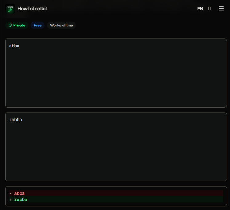 Screenshot of Diff Checker